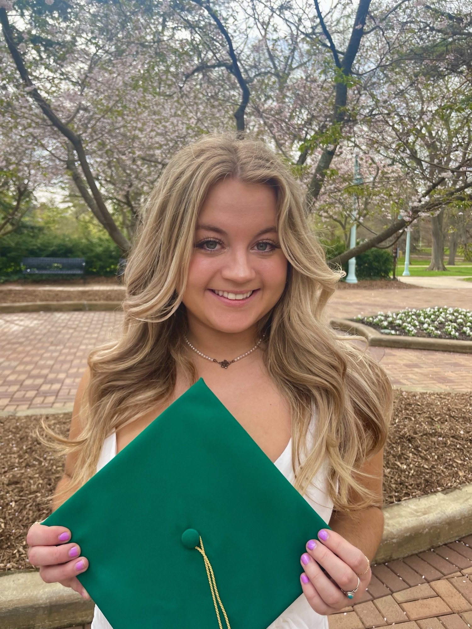 Jessie Greatorex prepares to give this year's College of Social Science student commencement speech