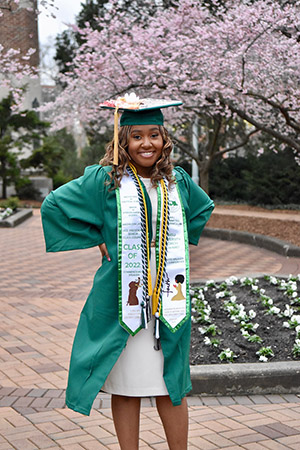 “Enjoy the journey” is the message of this year’s University Convocation student speaker, political science major Danielle McClain