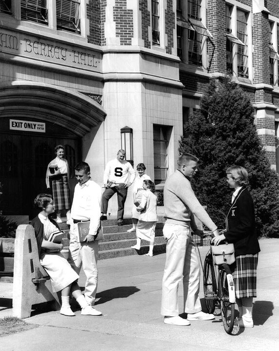 Students outside Berkey Hall 1960's