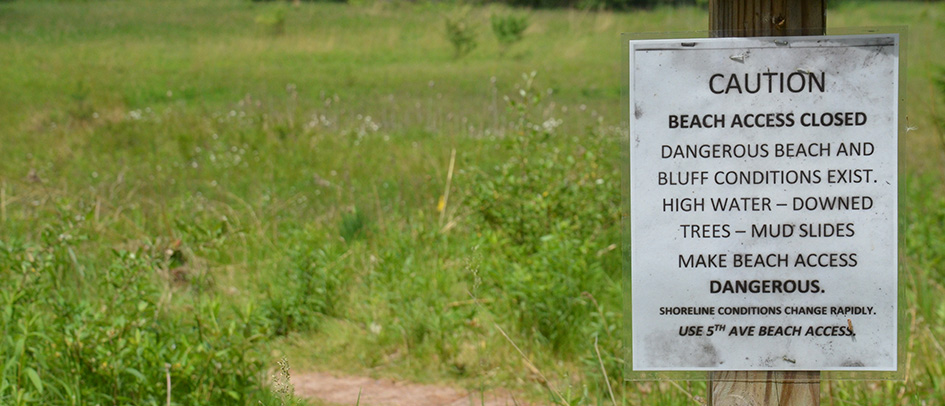 Beach closure sign