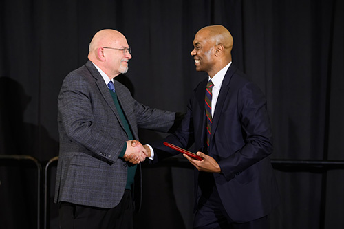John Beck recognized for 33 years of service to Michigan State University and over 20 years supporting the Excellence in DEI Awards (EDEIA) program